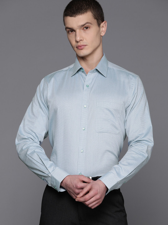 Raymond Pure Cotton Self-Design Slim Fit Formal Shirt