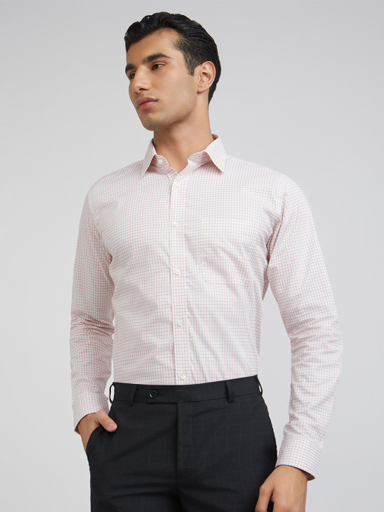 Raymond Men Pure Cotton Slim Fit Micro Checks Formal Shirt