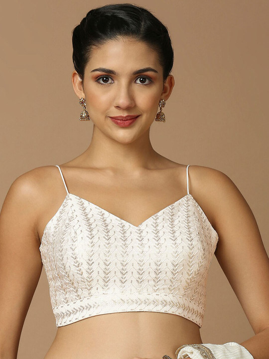 SALWAR STUDIO Embellished Sequinned Silk Saree Blouse