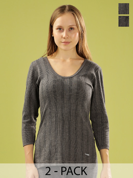Dollar Pack Of 2 Cotton Round Neck Thermal Tops