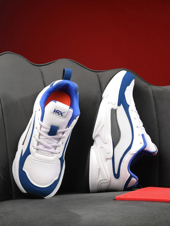 HRX by Hrithik Roshan Men White & Blue Textured Lightweight Sneakers