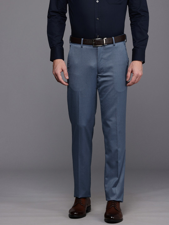 Louis Philippe Men Textured Slim Fit Formal Trousers