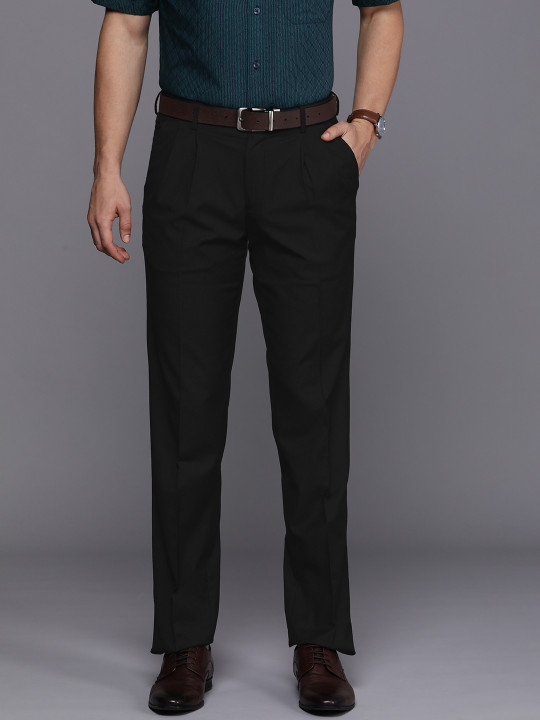 Louis Philippe Men Solid Slim Fit Formal Trousers
