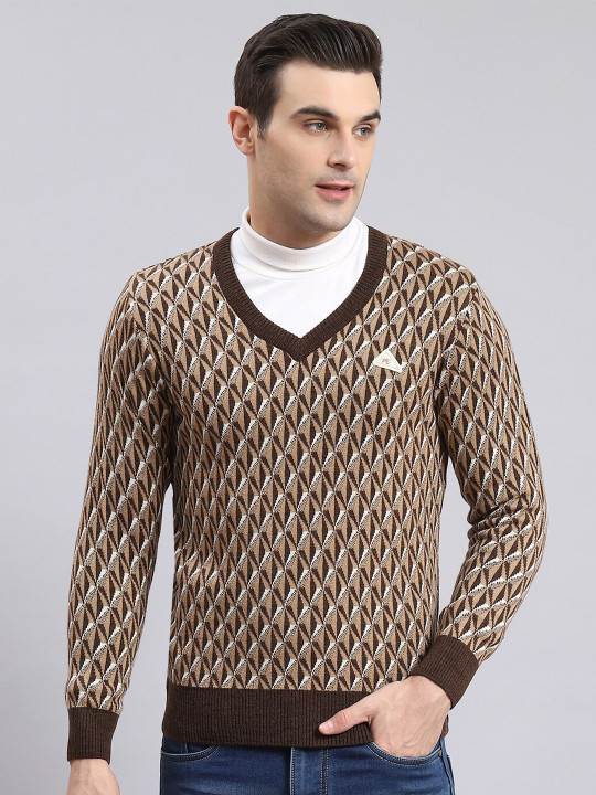 Monte Carlo Self Design V-Neck Pullover Sweater