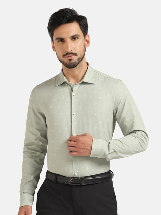 Blackberrys TechPro Men Casual Green Printed Casual Shirts