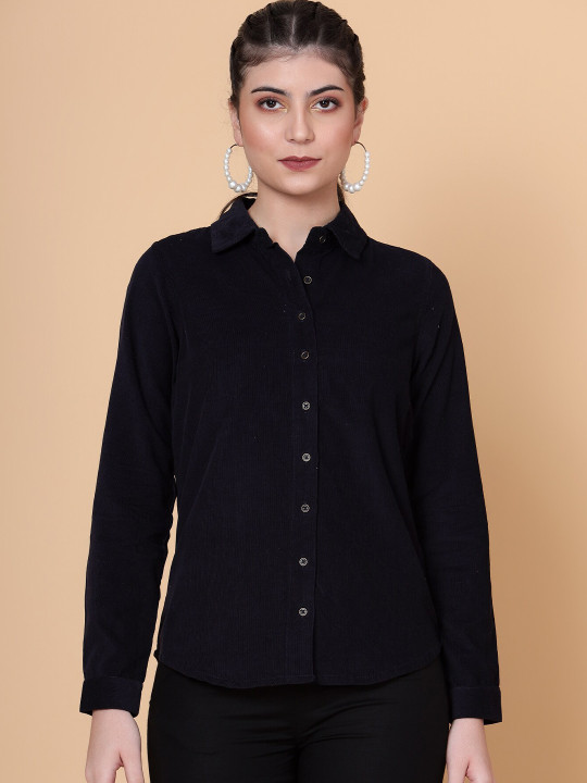 Bani Women Classic Striped Cotton Corduroy Casual Shirt