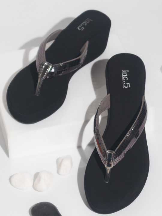Inc 5 Embellished Party Open Toe Wedges
