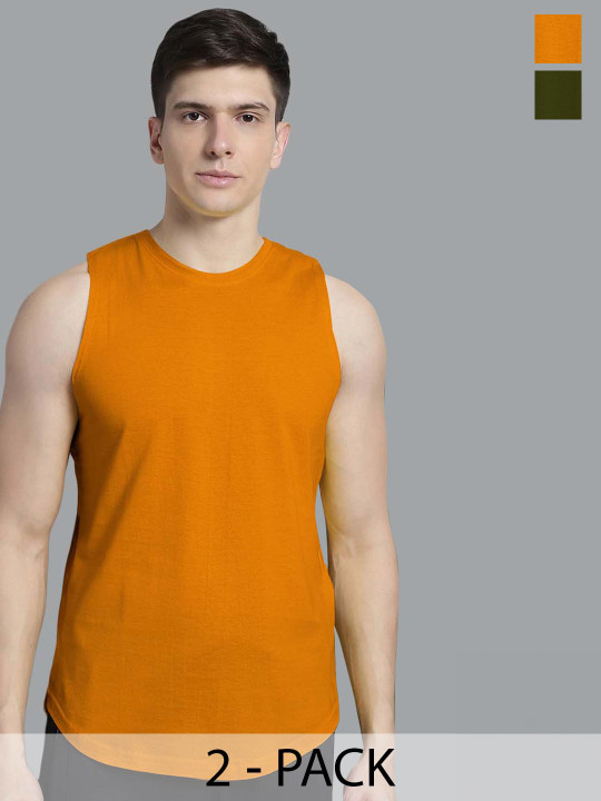 FBAR Pack Of 2 Bio Wash Pure Cotton Innerwear Gym Vests