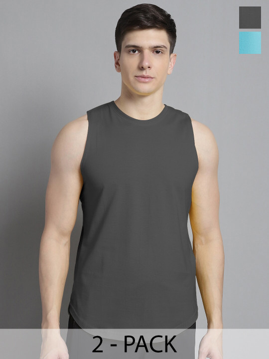 FBAR Pack Of 2 Bio Wash Pure Cotton Gym Vest