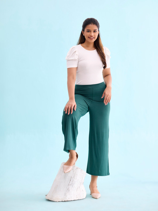 Go Colors Women Plus Size Mid-Rise Palazzos