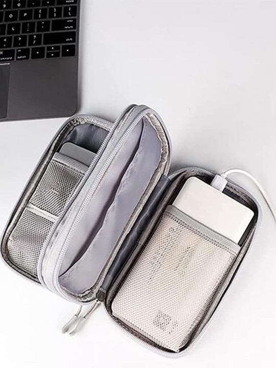 HOUSE OF QUIRK Grey Solid Canvas Multiutility Travel Organiser Bag