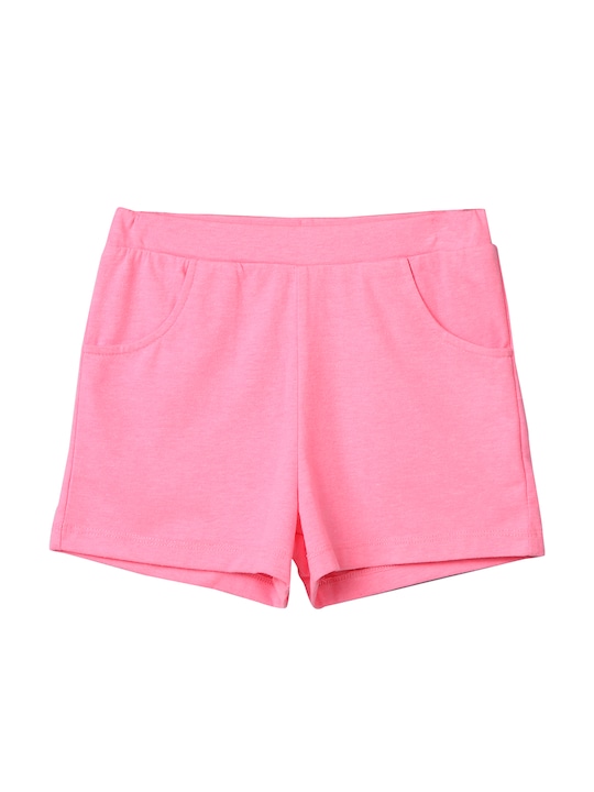 Girls Pink Solid Regular Fit Shorts