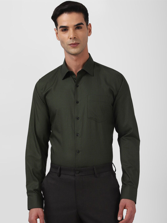 Van Heusen Slim Fit Micro Checks Cotton Formal Shirt