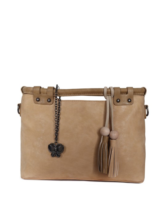 Beige Solid Clutch