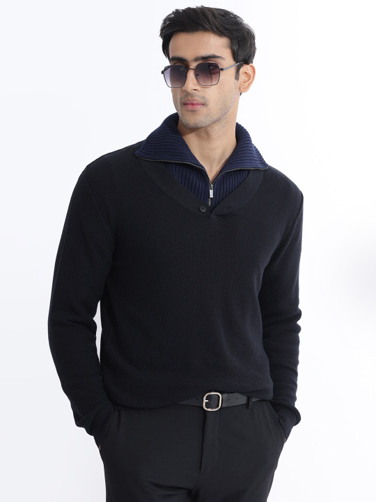 RARE RABBIT Men Breeze Solid V-Neck Sweater