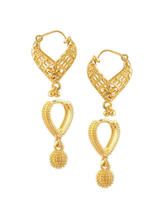 Vighnaharta Gold-Toned Floral Chandbalis Earrings