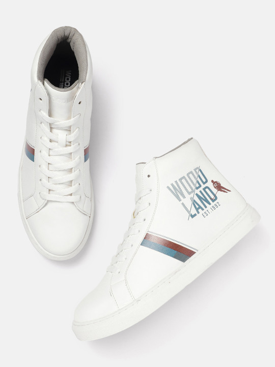 Woodland Men Brand Logo Printed Mid-Top Sneakers
