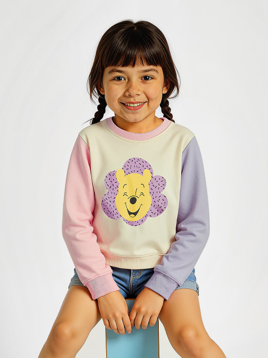 The Souled Store Girls Regular Fit Disney Printed Off White Sweatshirts