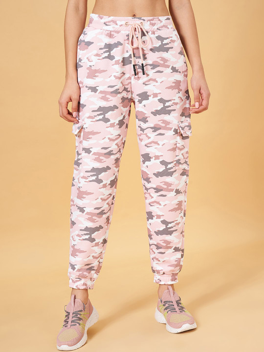 Ajile by Pantaloons Women Camouflage Printed Relaxed Fit Cotton Mid Rise Cargo Joggers