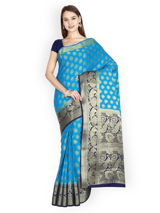Blue Art Silk Kanjeevaram Saree