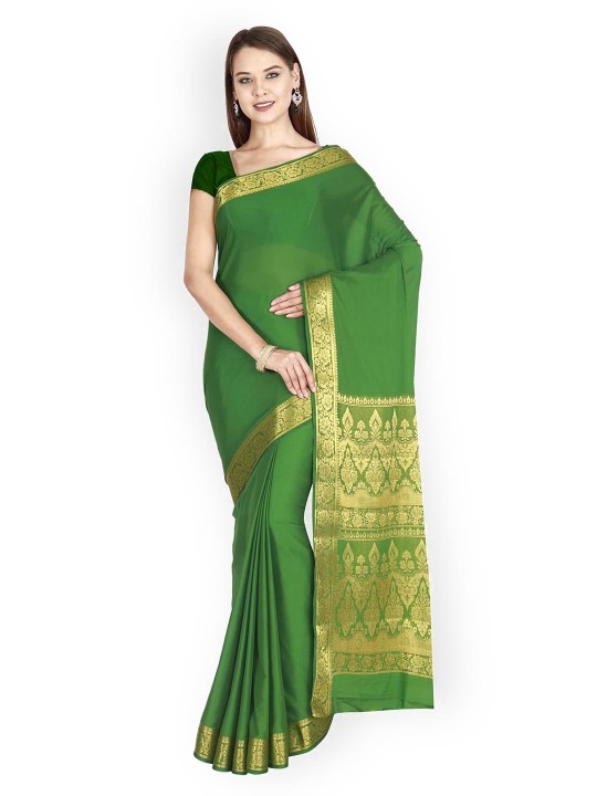 Green Art Silk Solid Kanjeevaram Saree