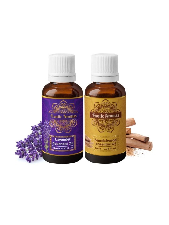 Exotic Aromas Lavender Essential Oil & Sandalwood Essential Oil, Pack of 2