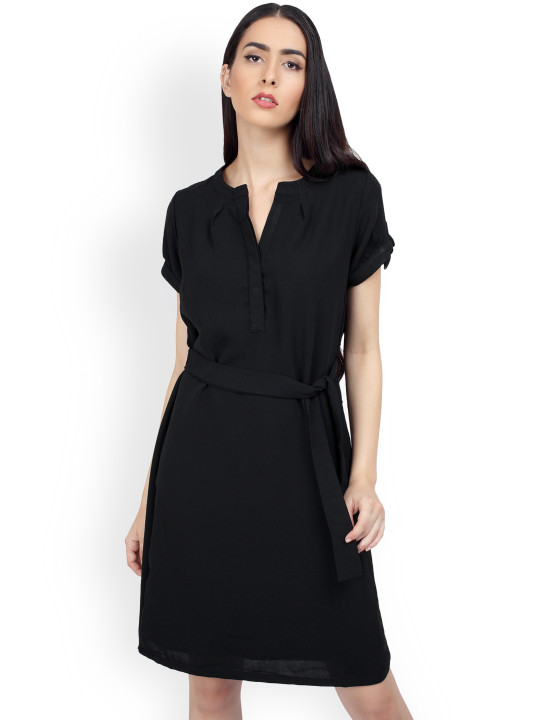 a line dress xl XL-7XL) Plus Size Black Brooch A Line Dress (EXTRA BIG SIZE) – Pluspreorder main image 1