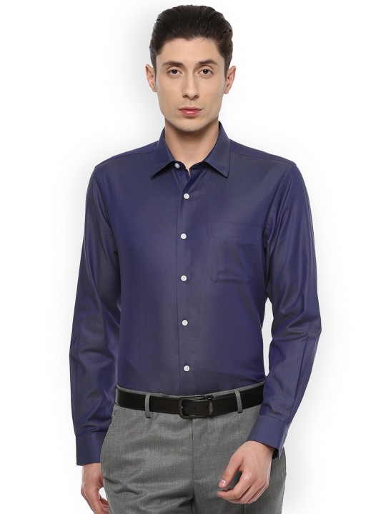 Men Navy Blue Slim Fit Solid Formal Shirt 44 -  979