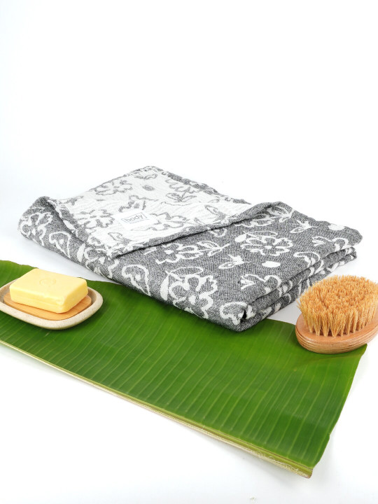 Doctor Towels Banana Jacquard Floral 250GSM Antimicrobial Adult Regular Bath Towel-59x30In