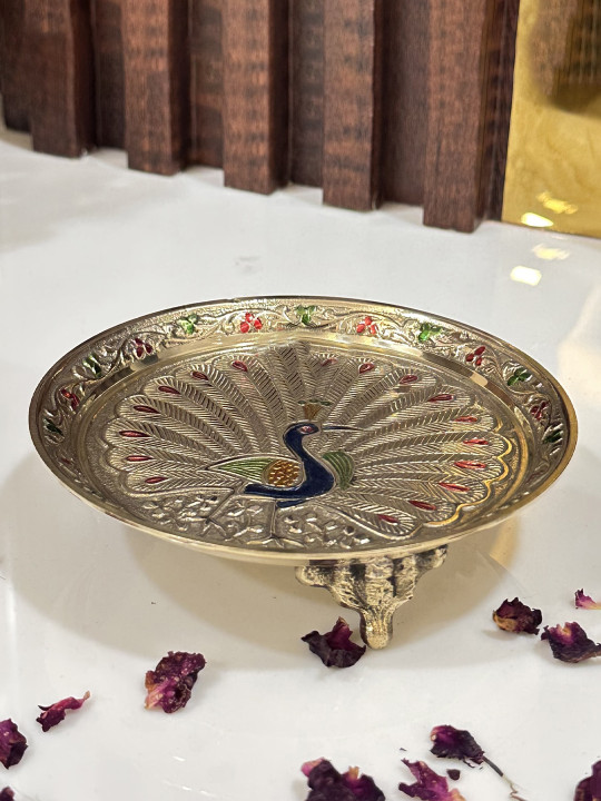 DSH Crafting Your Curiosity Brass Easy to Clean Navratri Pooja Thali