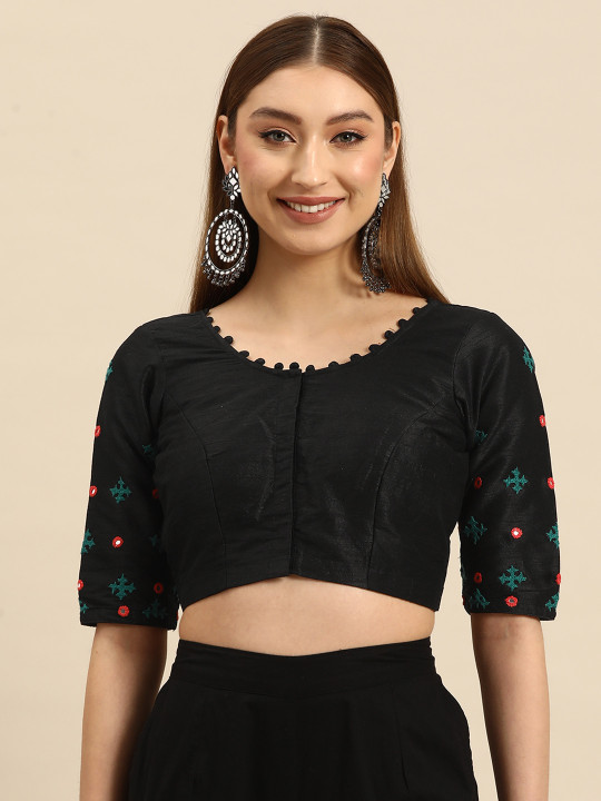 tantkatha Embroidered Thread Work Saree Blouse