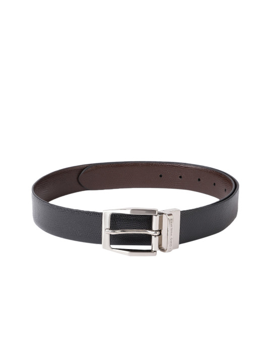 Louis Philippe Men Textured Reversible Leather Belt