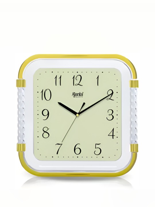 [Use Myntra Kotak Credit Card] Ajanta White & Golden Textured Square Analogue Wall Clock