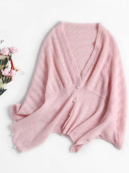 StyleCast Teen Girls Pink V- Neck Batwing Sleeves Top
