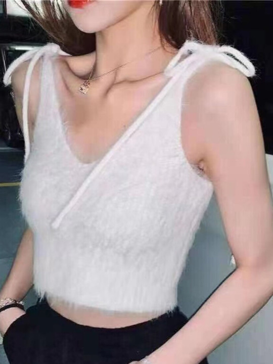 StyleCast Girls White Shoulder Straps Crop Top