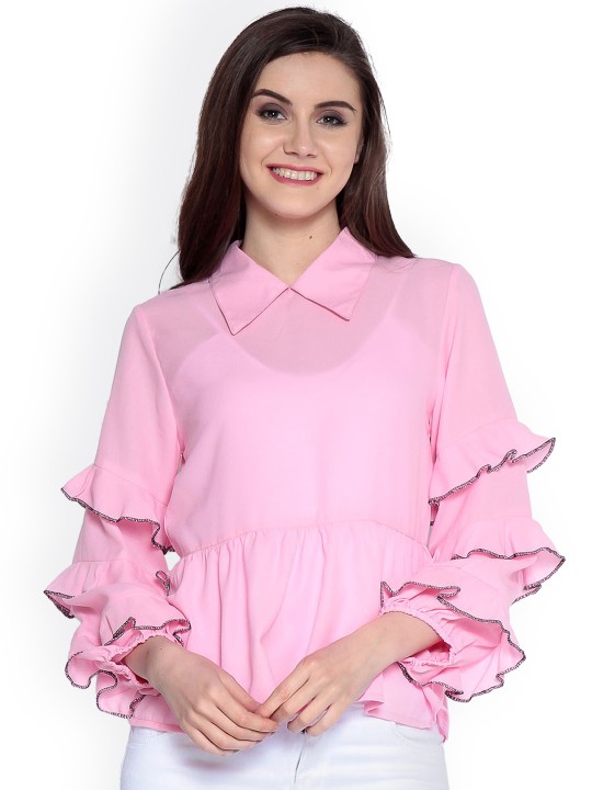 Women Pink Solid Top S
