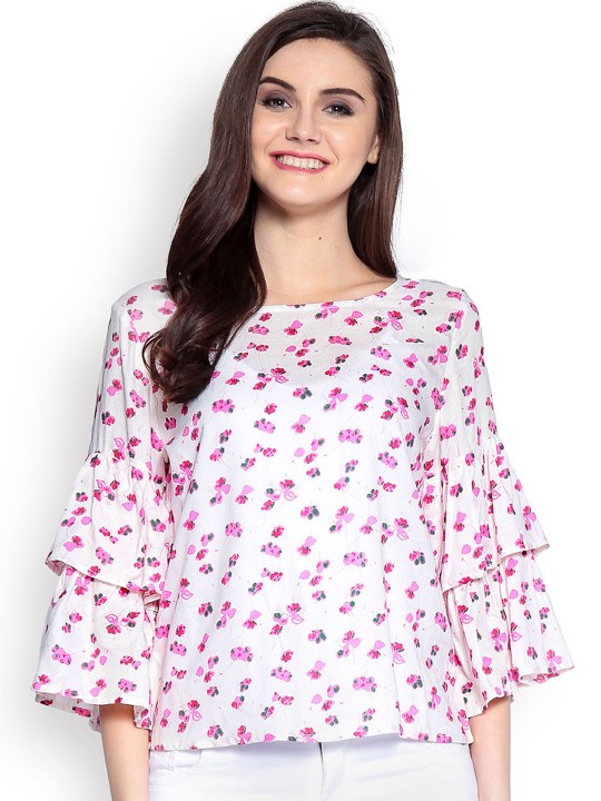 Women Off-White Printed Top S