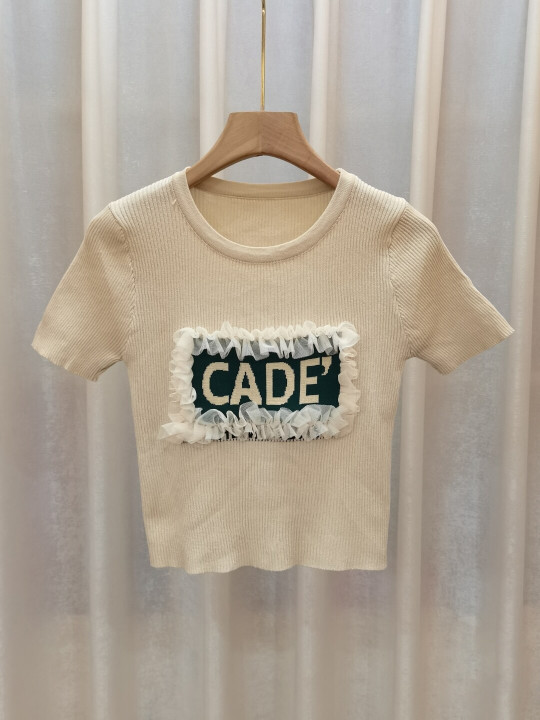StyleCast Girls Cream-Coloured Typography Printed Fitted Top