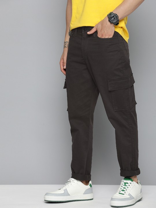 Men Loose Fit High Rise Easy Wash Cargos Trousers deal from myntra