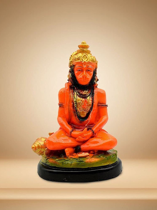 PujaNPujari Orange Textured Hanuman Murti Idol Showpiece