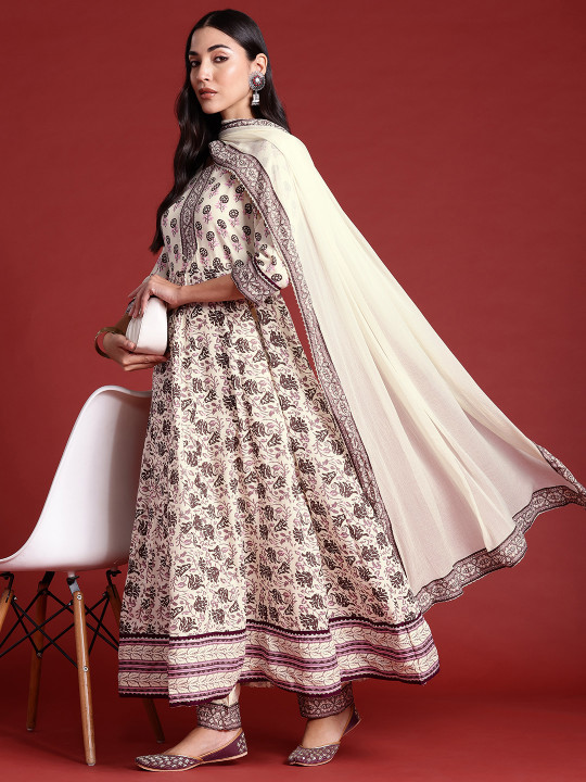 Anouk Women Floral Printed Kurta with Trousers & Dupatta