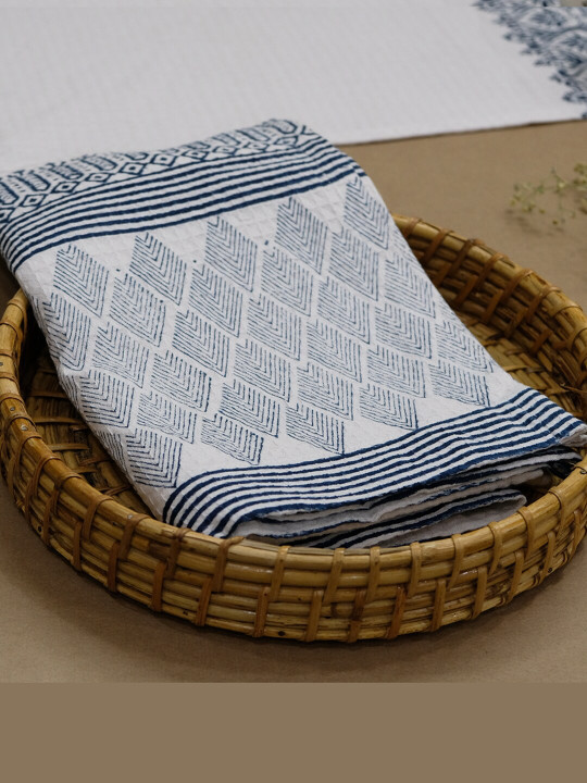 DESIGN GAATHA Hand Block Geometric Cotton 350GSM Super Soft Adult Thin Bath Towel-55x28In