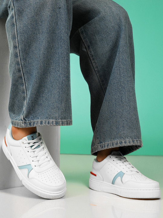 HRX by Hrithik Roshan Women White & Blue Lightweight Comfort Insole Sneakers