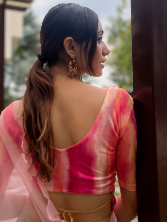 Bindigasm's Advi Printed Jacquard Saree Blouse