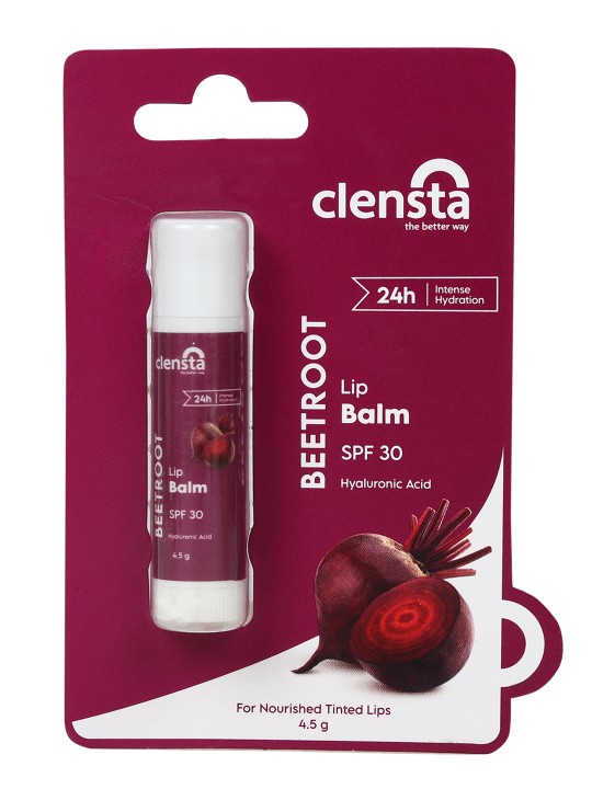 Clensta Beetroot Lip Balm With Hyaluronic Acid Spf 3