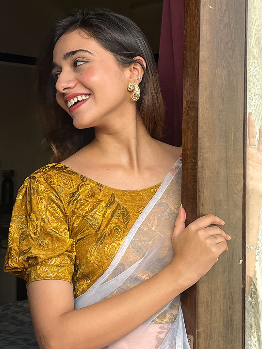 Bindigasm's Advi Embellished Jacquard Saree Blouse