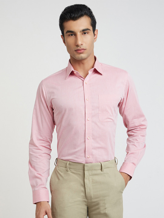 Raymond Pure Cotton Self Design Slim Fit Opaque Formal Shirt