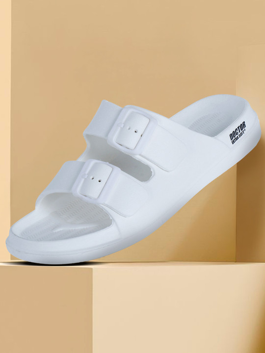 DOCTOR EXTRA SOFT Men Classic Cushion Lightweight Rubber Sliders With Buckle Detail