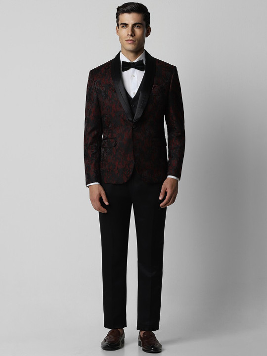 Van Heusen Printed Skinny Fit Three-Piece Suits
