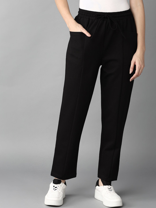 Roadster The Lifestyle Co. Women Black Mid-Rise Track Pants